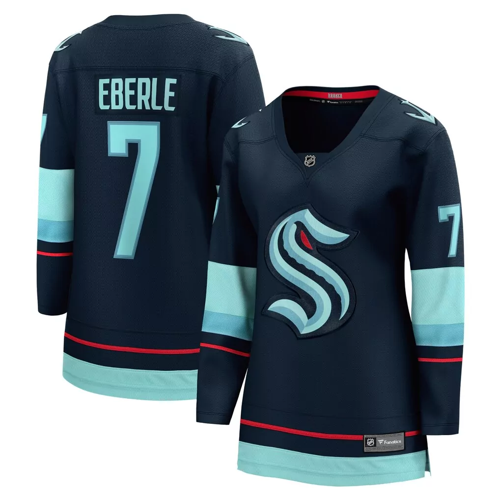 Jordan Eberle 7 Seattle Kraken Jersey Navy Women Light Blue Red Home Breakaway