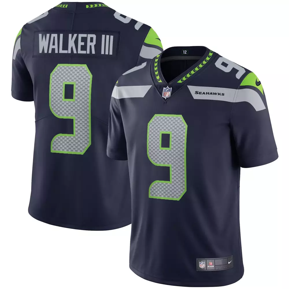 Kenneth Walker 9 Seahawks Jersey Navy Blue Men Player Neon Green Gray White All Stitched