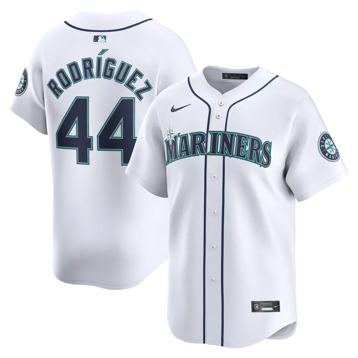 Julio Rodriguez 44 Mariners Jersey White Men Navy Teal Home Limited