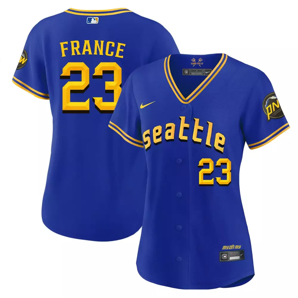 Ty France 23 Seattle Mariners Jersey Royal Blue Pn Men Yellow All Stitched