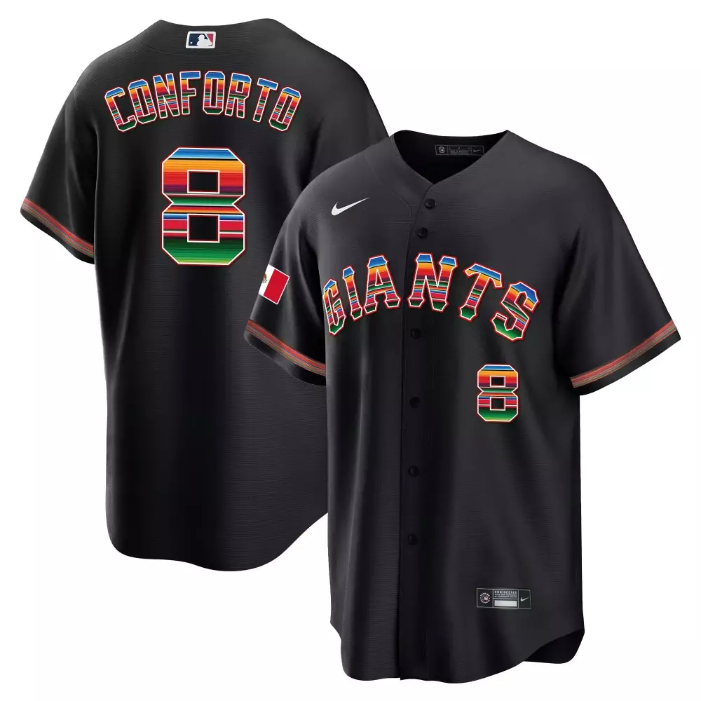 Michael Conforto 8 Giants Jersey Black Mexico Flag Men Alternate Custom Design Red