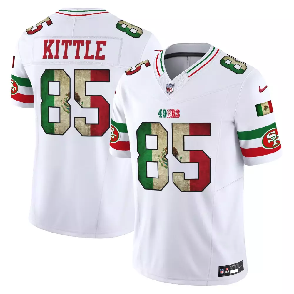 George Kittle 85 49ERS Jersey White Mexico Heritage Flag Men Green Red Vapor Limited