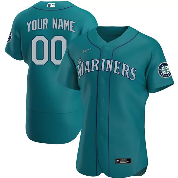 Custom Seattle Mariners Jersey Teal Men Replica Navy White All Stitched Vapor