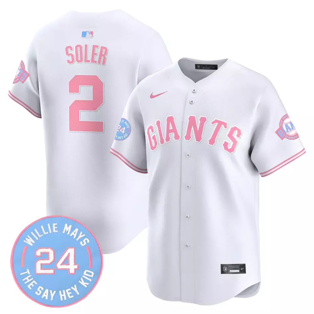 Jorge Soler 2 Giants Jersey White Willie Mays 24 Men Pink Unisex Vapor Premier Limited