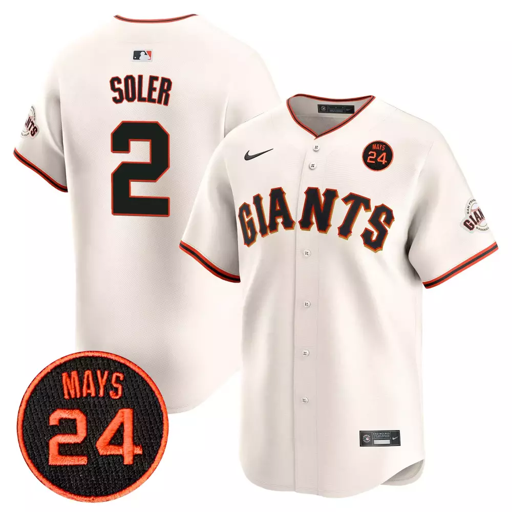 Jorge Soler 2 Giants Jersey White Mays 24 Men Orange Black Stitched