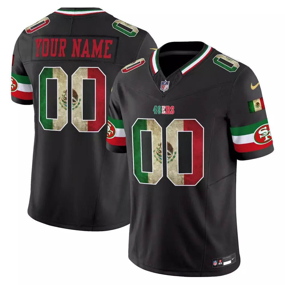 Custom 49ERS Jersey Black Mexico National Football Team 2023 Men Alternate Split Design