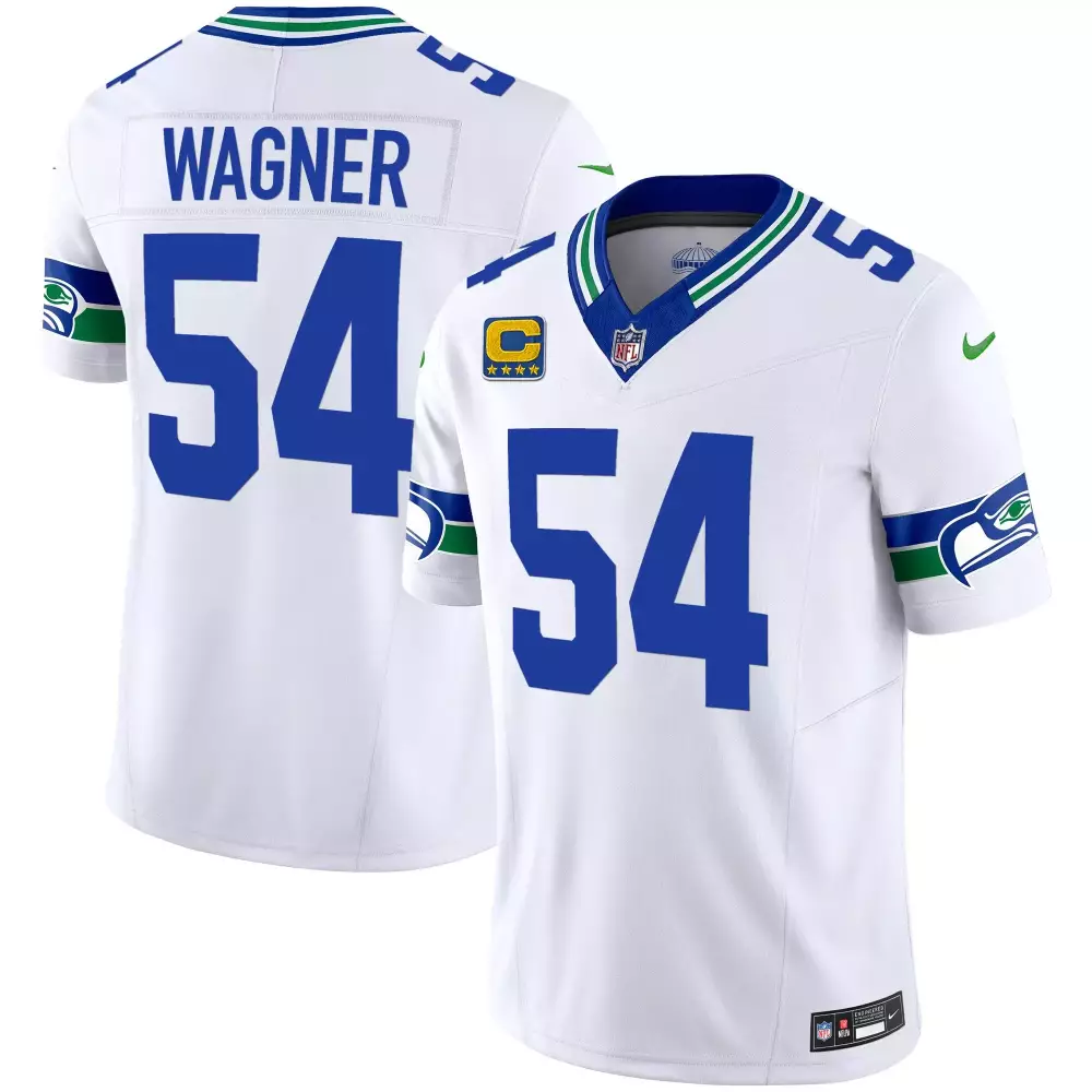 Bobby Wagner 54 Seattle Seahawks Jersey White (captain's Patch) Men Official Licensed NFL