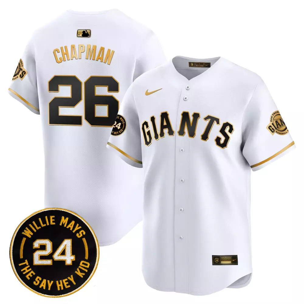 Chapman 26 San Francisco Giants Jersey White Willie Mays Day Men Black Gold Vapor
