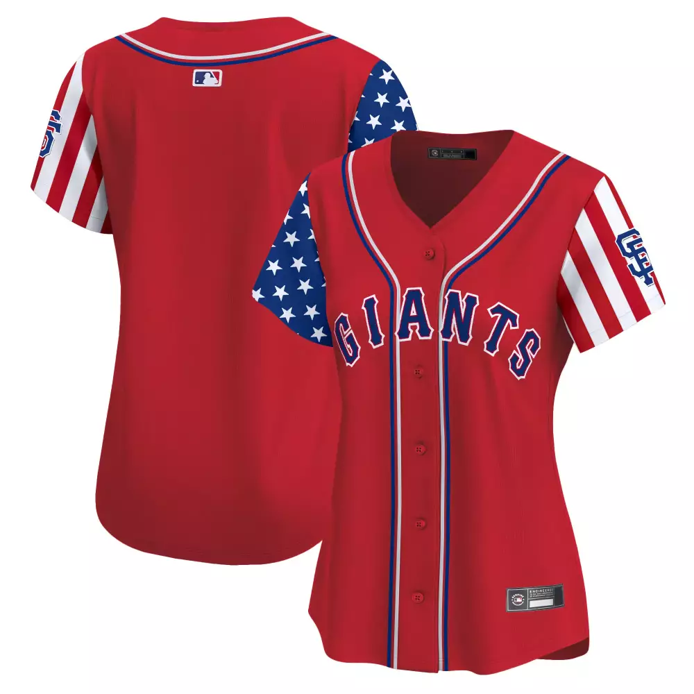 San Francisco Giants Jersey Red Women Alternate Split Design Blue White Stitched
