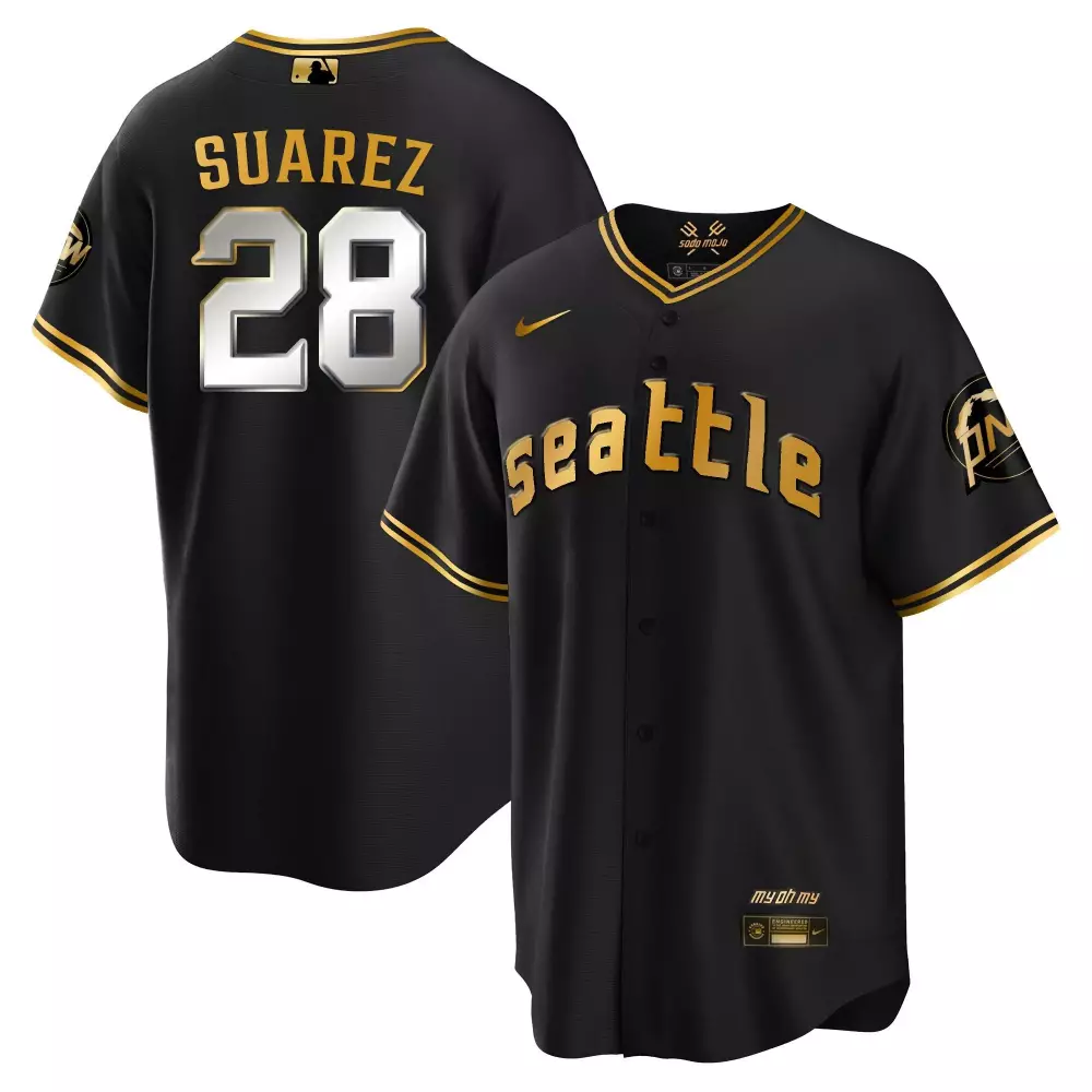 Eugenio Suarez 28 Jersey Black City Connect Seattle Mariners Men Gold Silver Cool