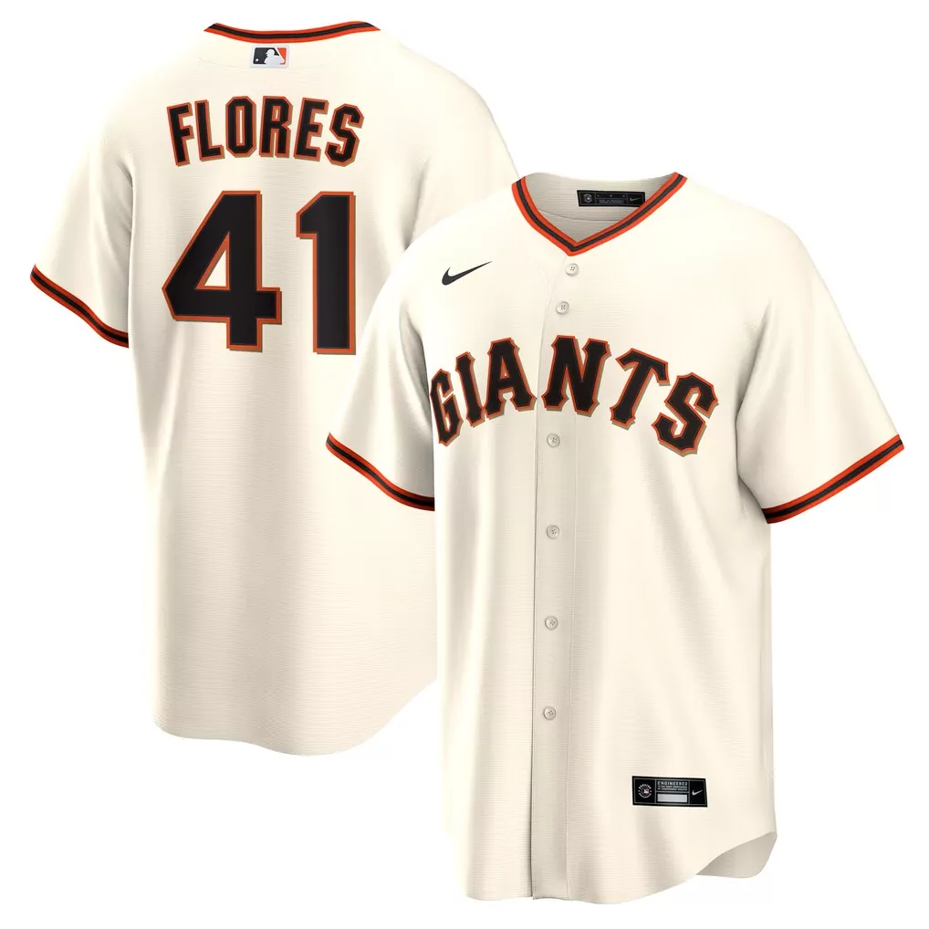 Wilmer Flores 41 Giants Jersey Cream Men Black Orange Home Replica