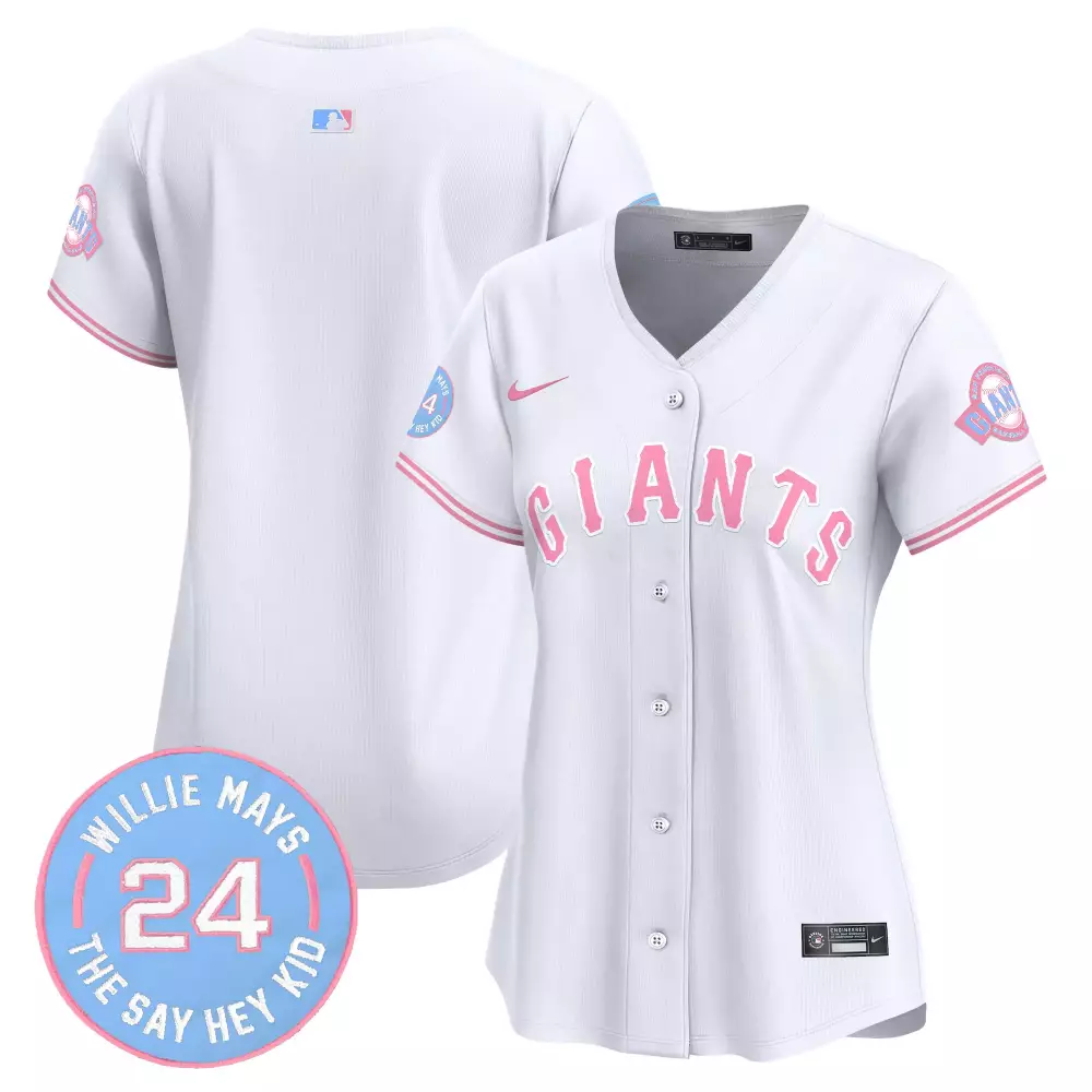 Cade Mays 24 Giants Jersey White Willie 2024 Women Alternate Split Design Pink Light Blue