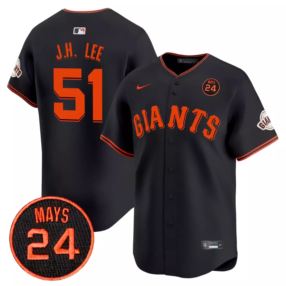 J.h. Lee 51 San Francisco Giants Jersey Black Willie Mays Team 24 Men Orange Vapor