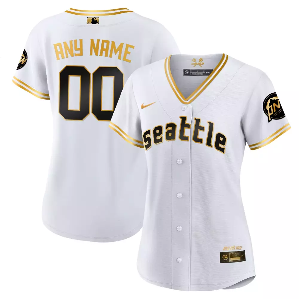 Seattle Mariners Jersey White City Connect Pnw Gold Black Custom All Stitched