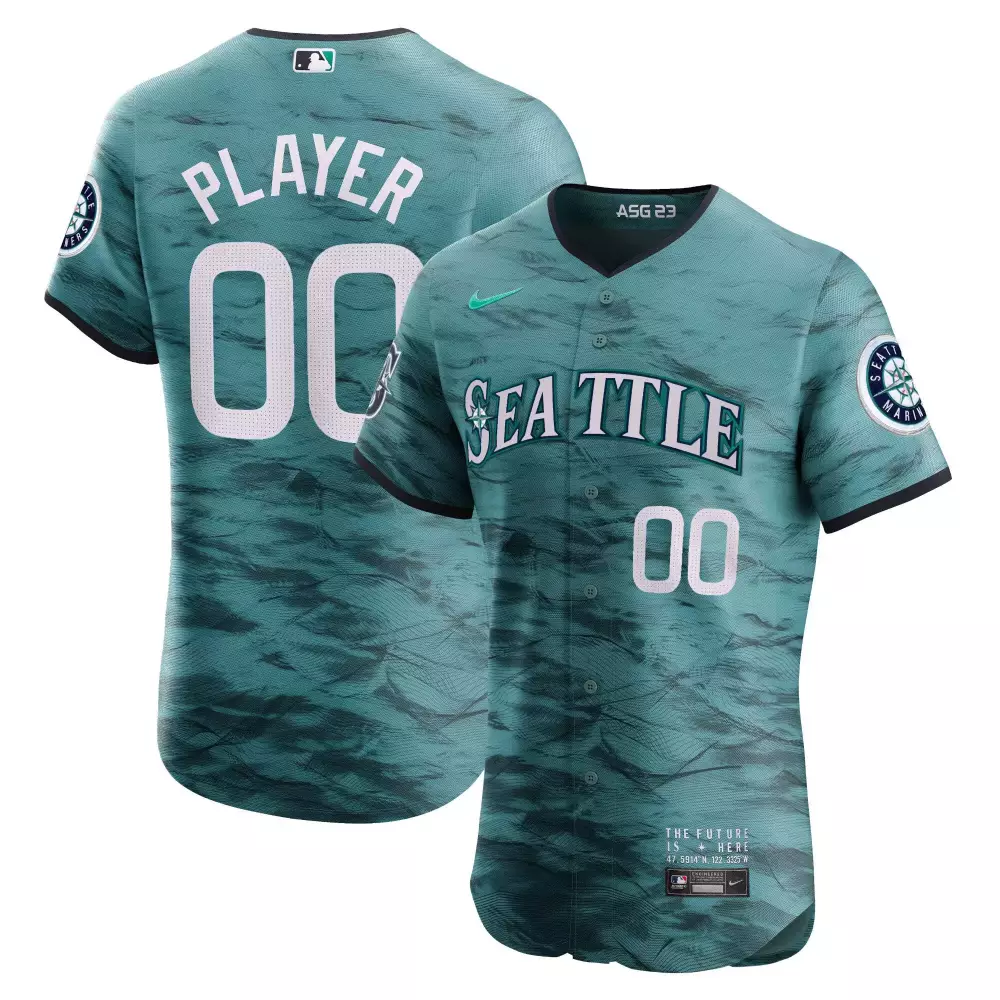Custom Seattle Mariners Jersey Teal Asg 23 Design Black White All Stitched Vapor