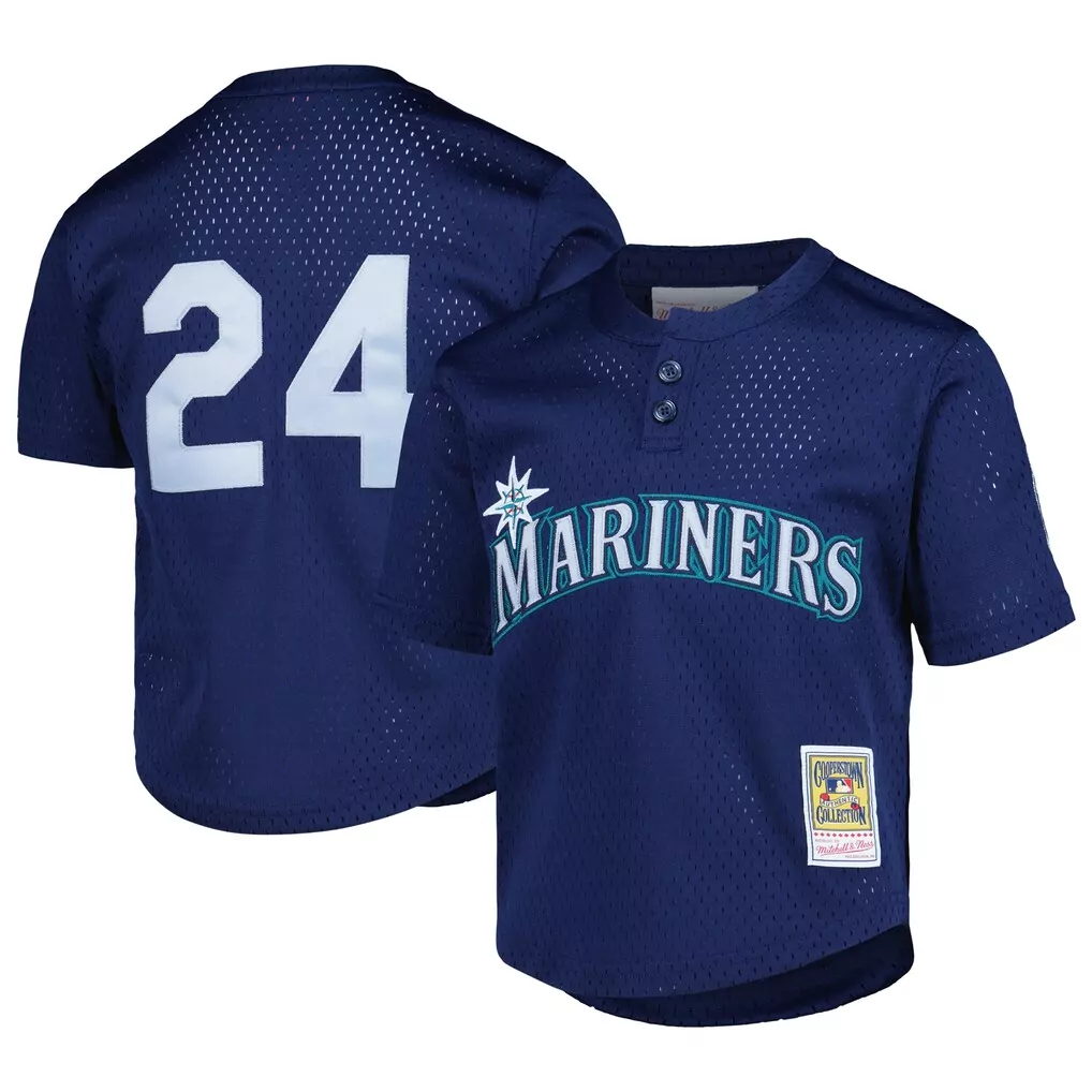 Ken Griffey 24 Mariners Jersey Navy Men Teal White Cooperstown Collection