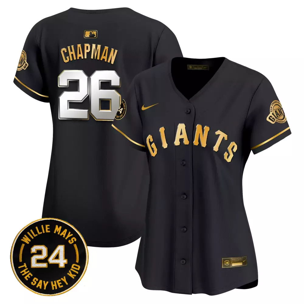 Chapman 26 San Francisco Giants Jersey Black Willie Mays Men Gold Vapor Premier Limited