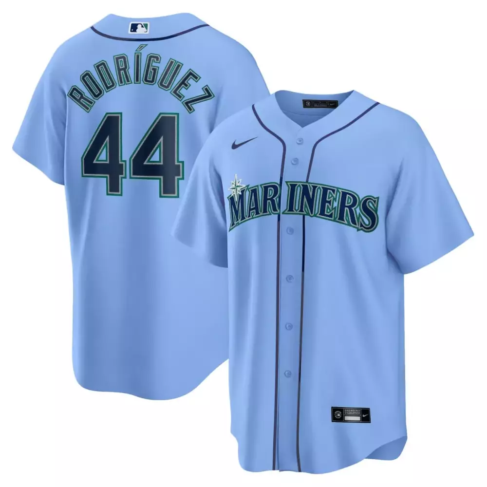 Julio Rodriguez 44 Mariners Jersey Light Blue Men Dark Green All Stitched Vapor