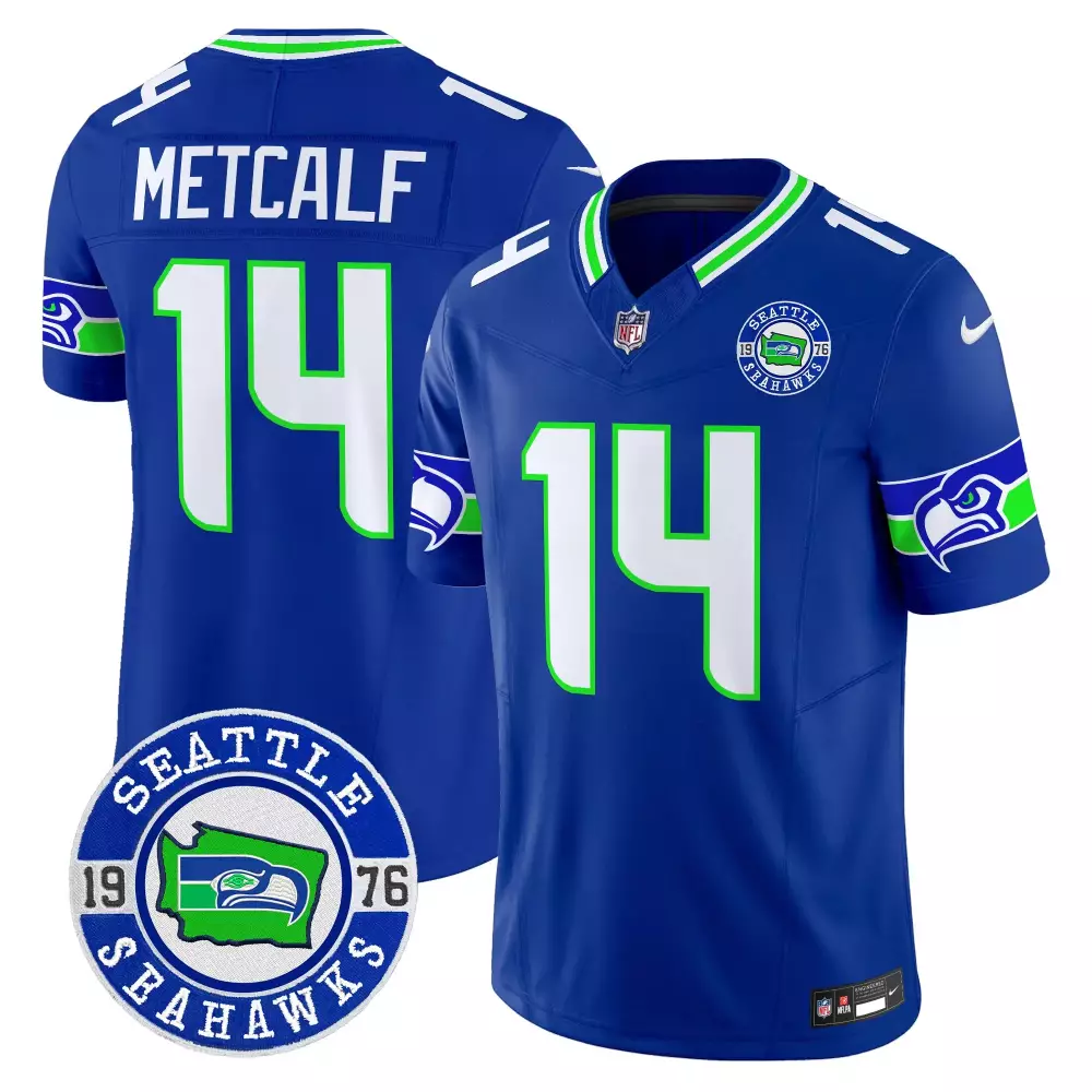 Dk Metcalf 14 Seattle Seahawks Jersey Blue 1976 Men Green White Vapor Limited All