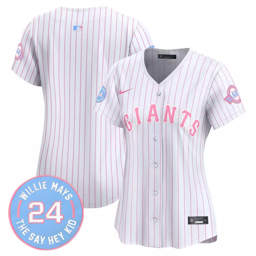 Cade Mays 24 Giants Jersey White Willie Men Pinstripe Pink Unisex Vapor Premier Limited