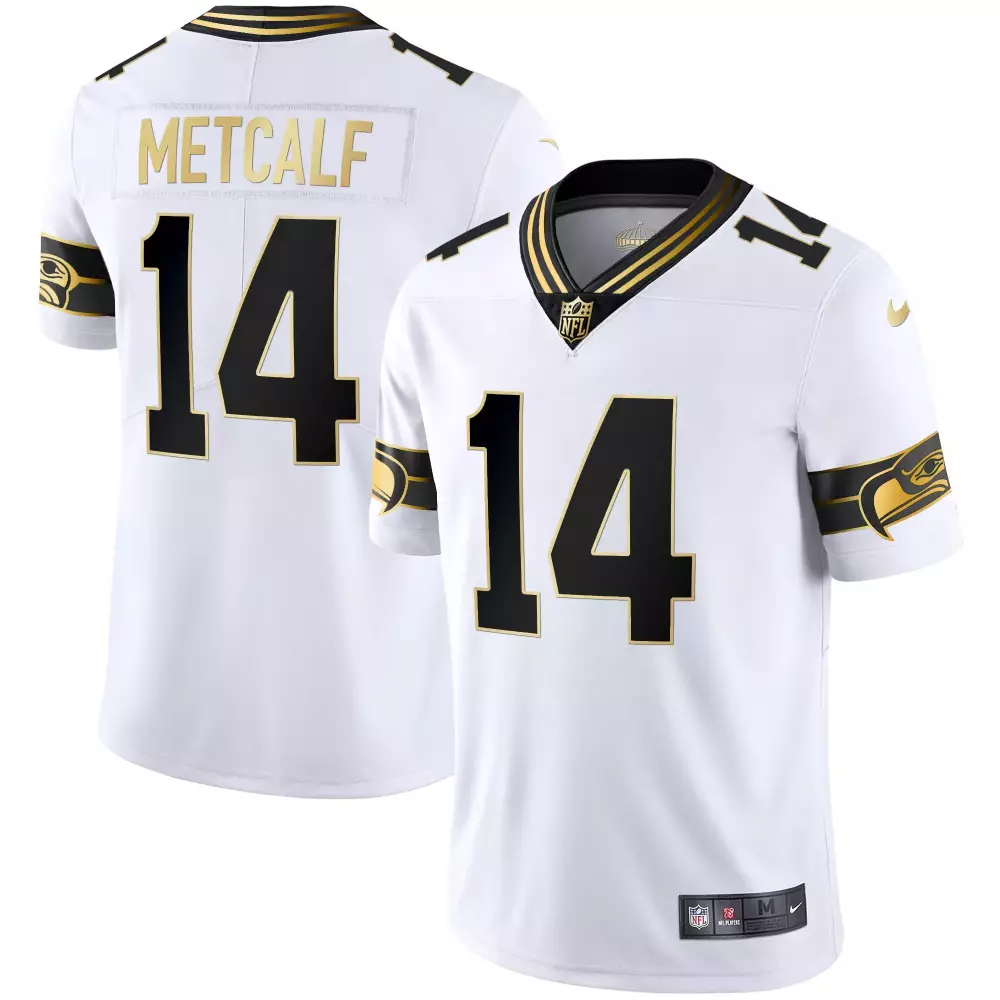 Dk Metcalf 14 Seattle Seahawks Jersey White Men Alternate Black Gold Throwback All