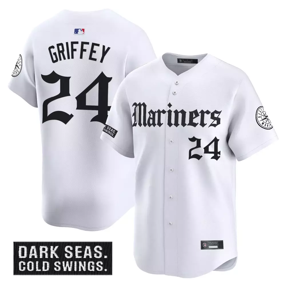 Griffey Seas 24 Mariners Jersey White Dark Cold Swings. Seattle Men Black Vapor