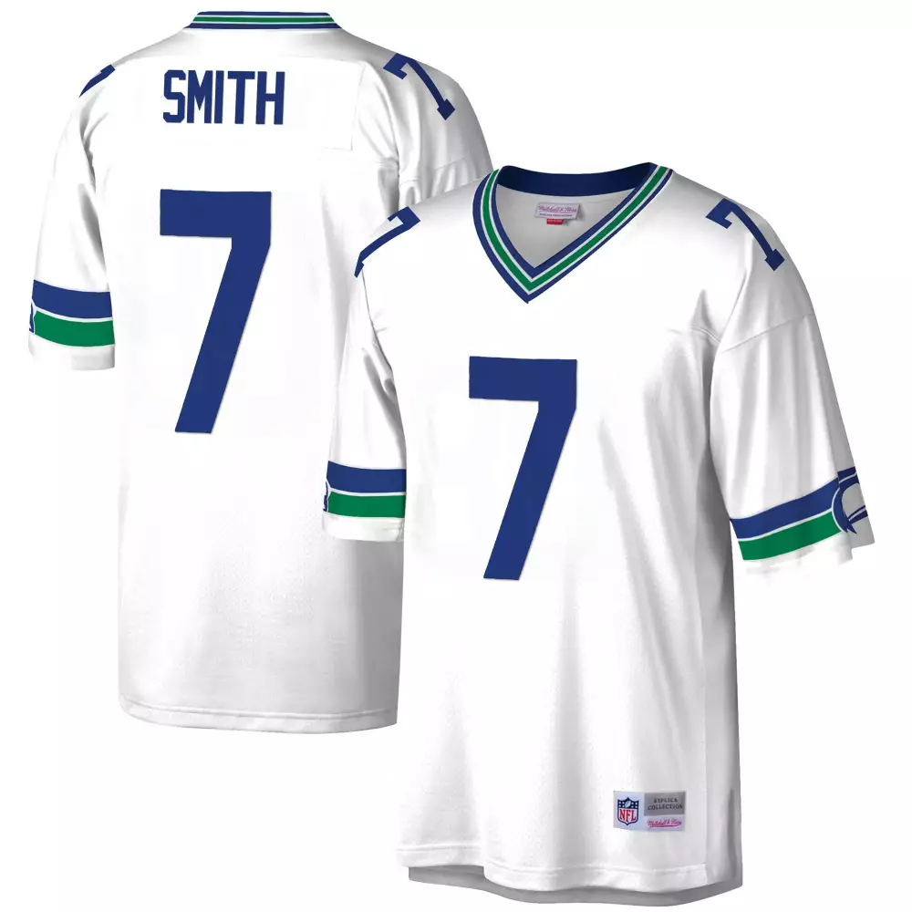 Geno Smith 7 Seattle Seahawks Jersey White Men Replica Alternate Blue Green Retired