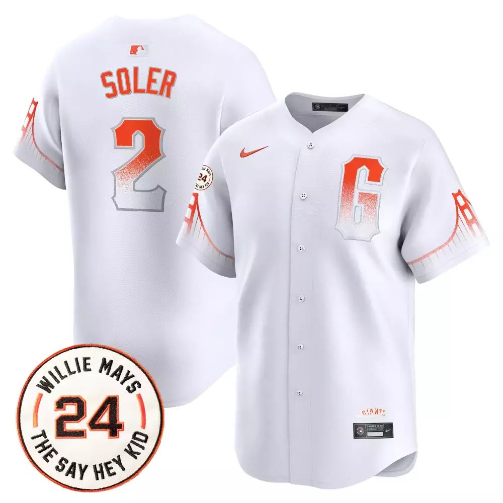 Jorge Soler 2 Giants Jersey White Willie Mays Men Orange Gray Vapor Premier Limited