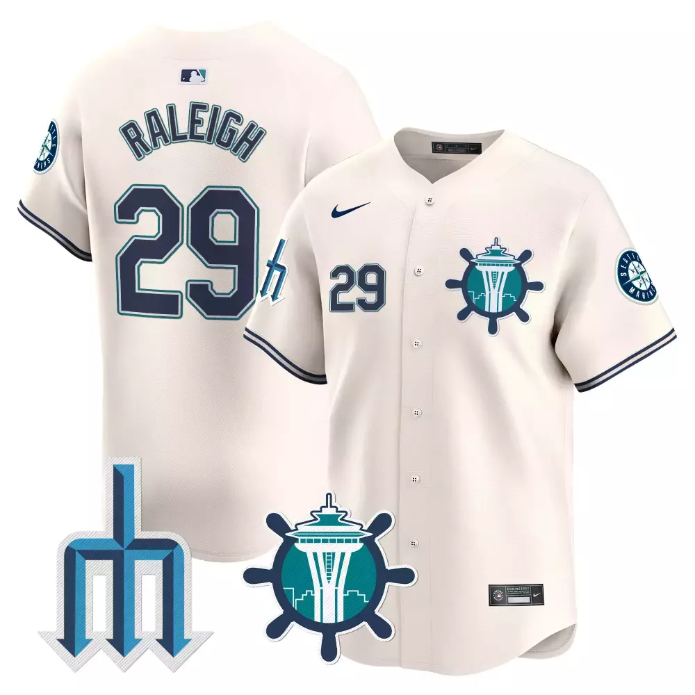 Cal Raleigh 29 Seattle Mariners Jersey Cream City Connect Space Needle 2023 Men Alternate