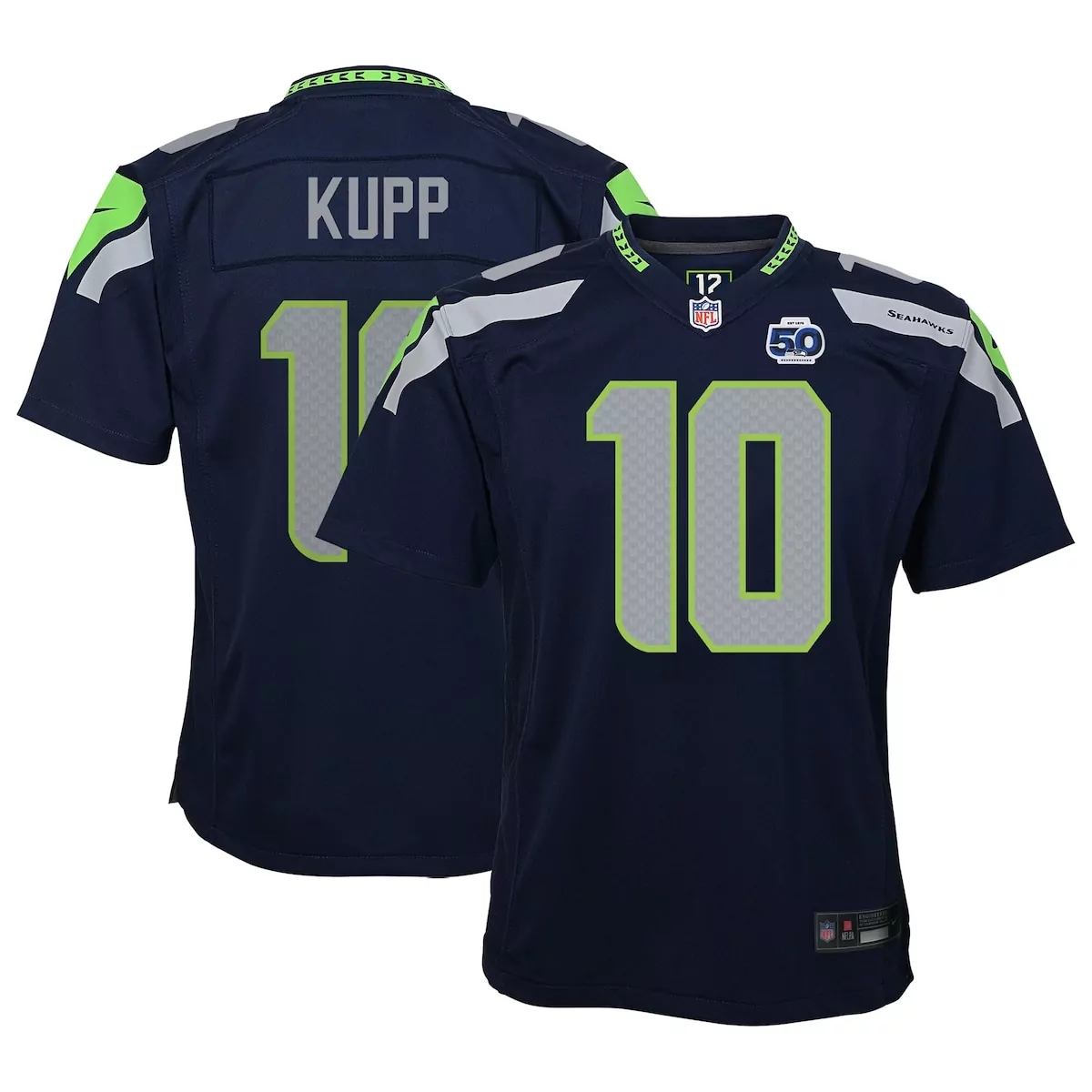 Cooper Kupp 10 Seattle Seahawks Jersey Navy Blue 50th Anniversary 2020 Men Official Replica