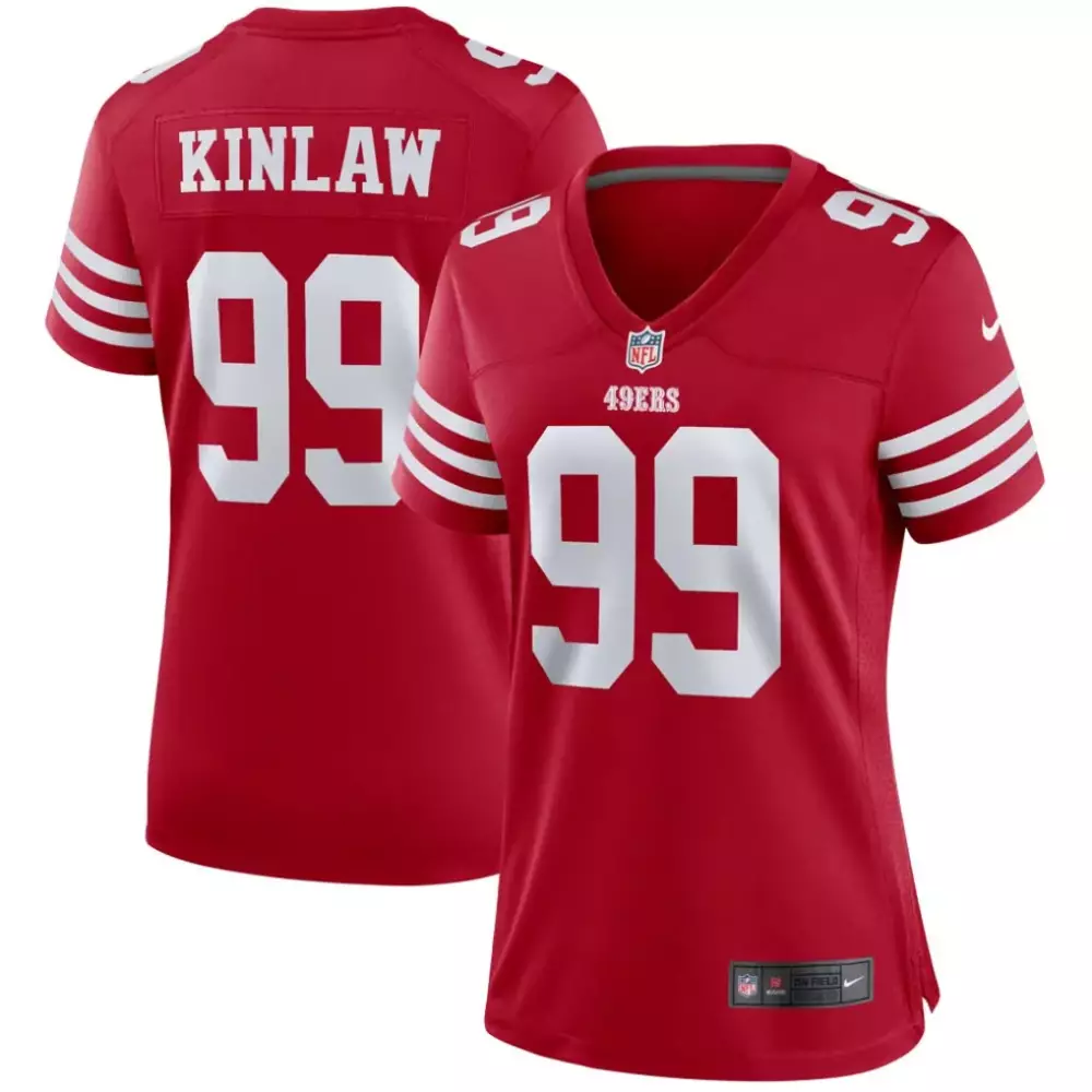 Javon Kinlaw 99 49ERS Jersey Red Women Replica White
