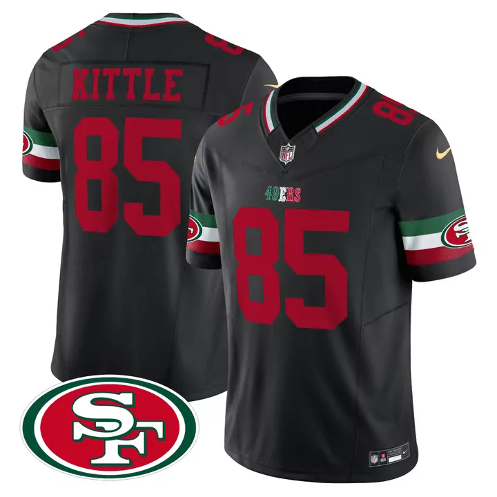 George Kittle 85 49ERS Jersey Black Men Alternate Red White Green All Stitched Vapor