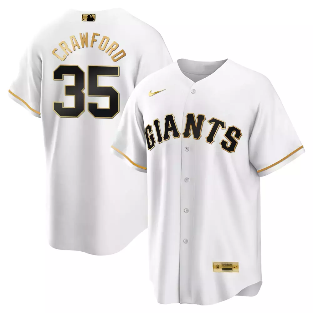 Brandon Crawford 35 Giants Jersey White Golden Men Black Gold Cool Limited All Stitched