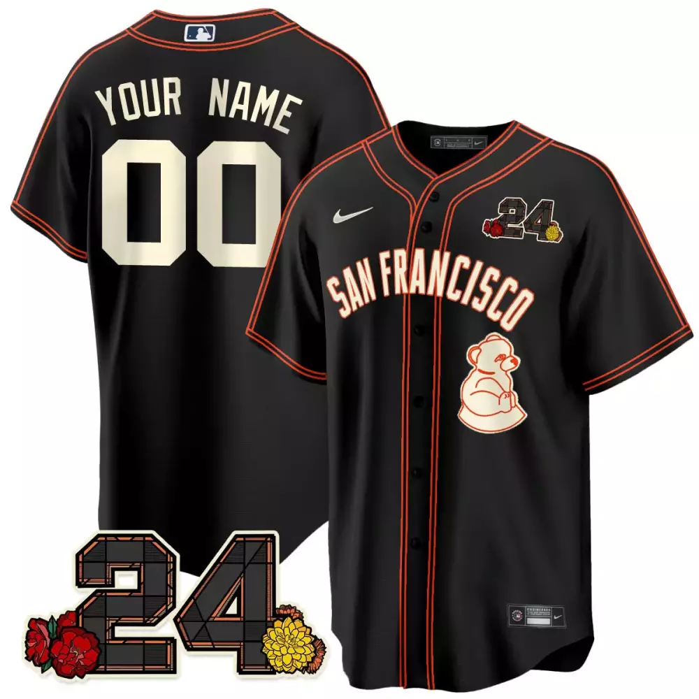 Custom San Francisco Giants Jersey Black Bear Men Orange Limited Vapor Premier v2