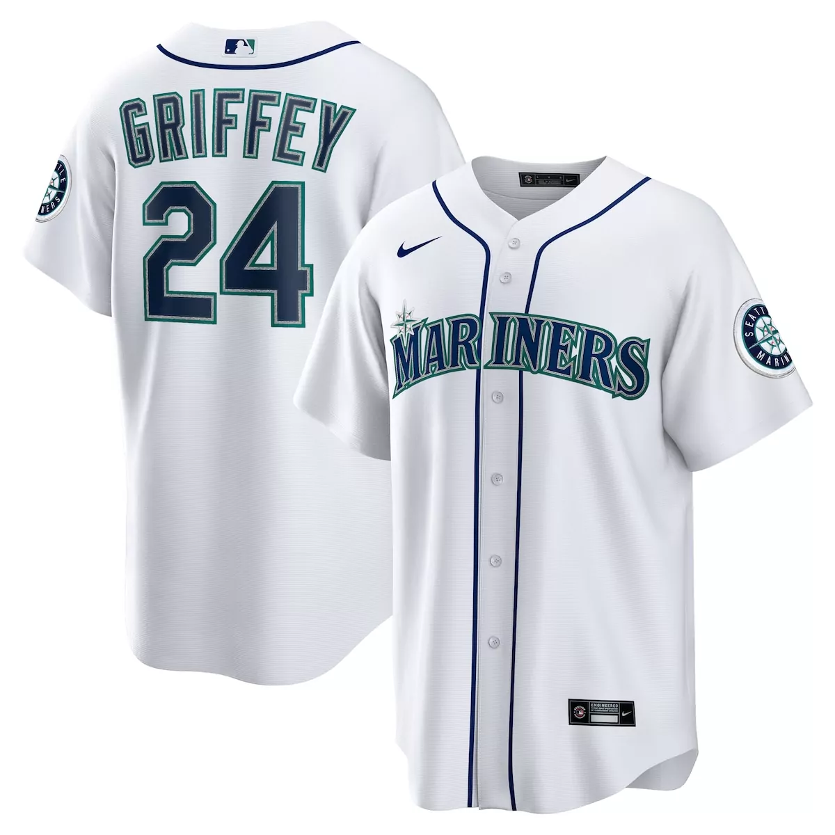 Ken Griffey 24 Mariners Jersey White Men Navy Teal Home