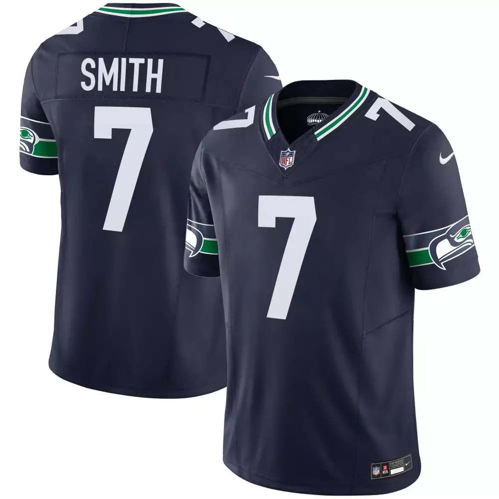 Geno Smith 7 Seattle Seahawks Jersey Navy Men Green White Throwback Vapor Limited