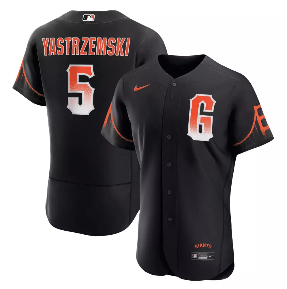 Mike Yastrzemski 5 Giants Jersey Black Men Orange White All Stitched