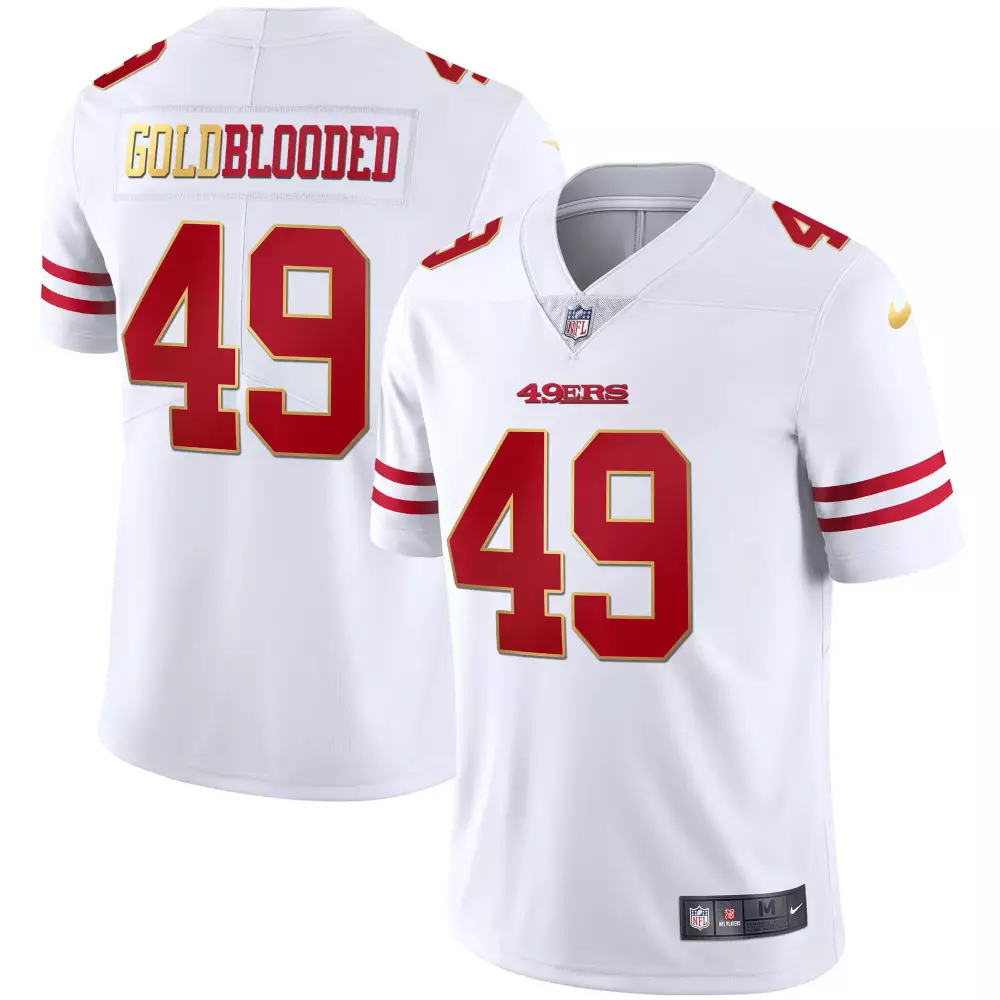 Goldblooded 49 49ERS Jersey White Men Red Gold All Stitched Vapor