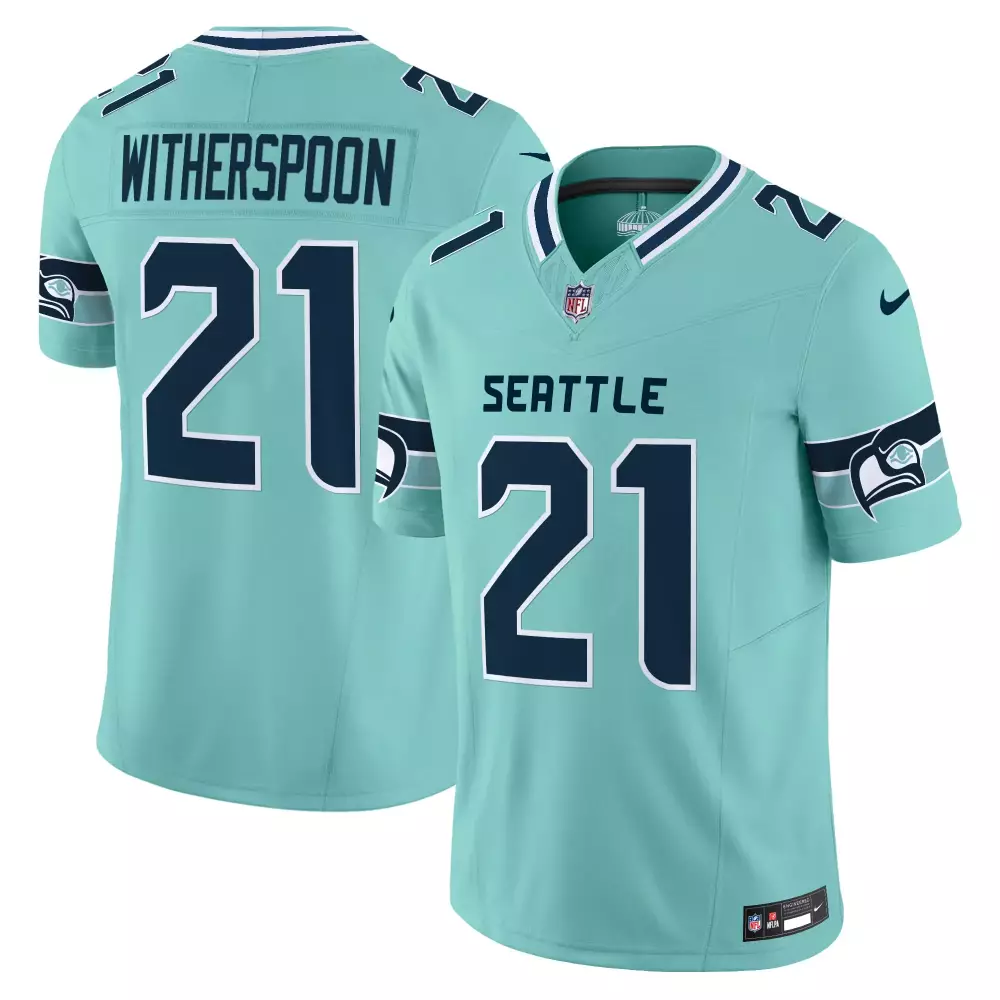 Devon Witherspoon 21 Jersey Teal Seattle Seahawks Men NFL Alternate Navy Blue White