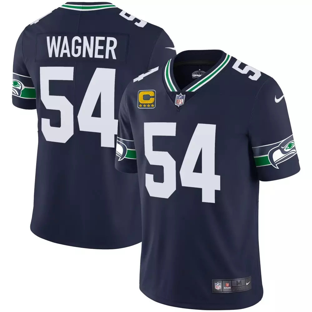 Bobby Wagner 54 Seattle Seahawks Jersey Navy Blue Stars Men White Green Throwback
