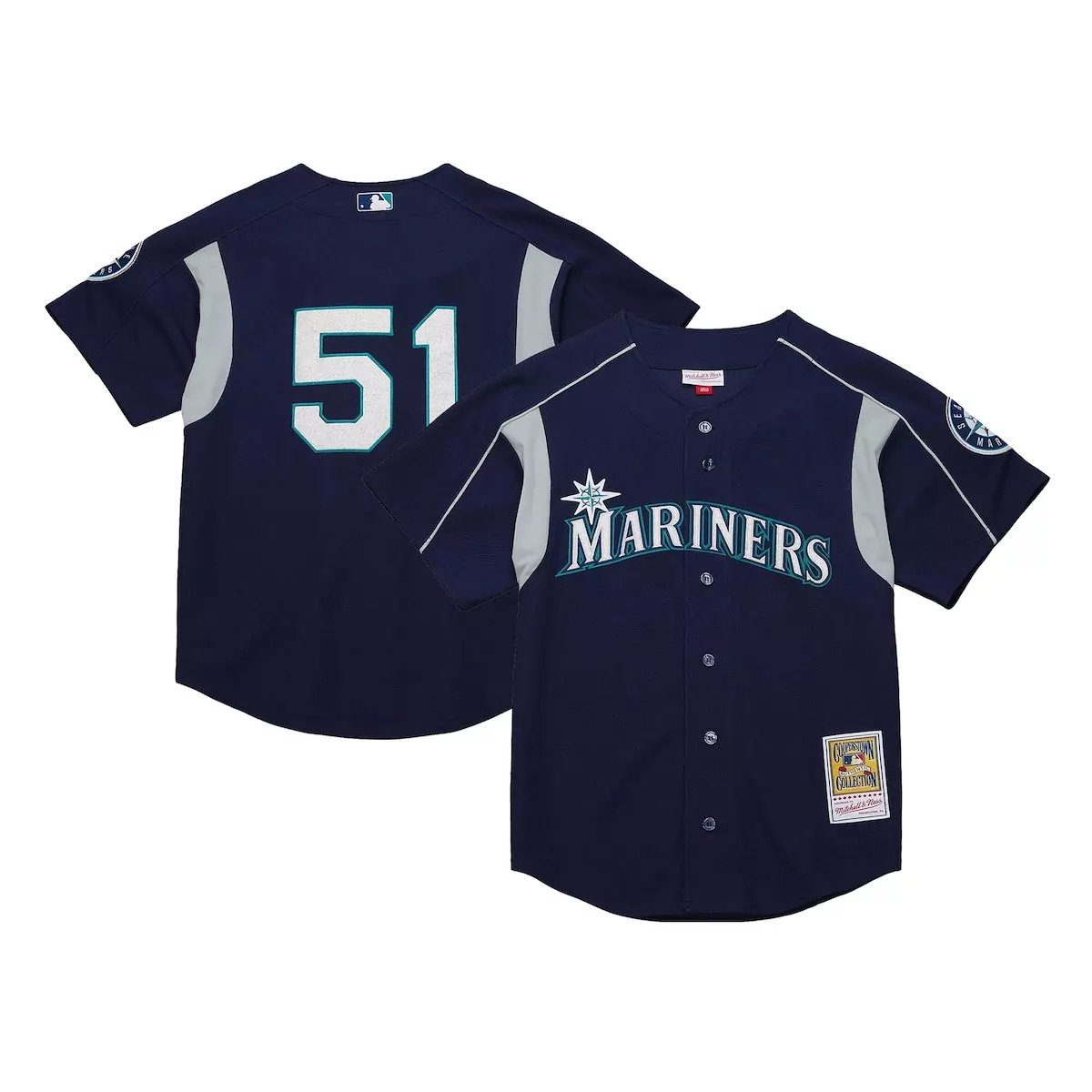 Ichiro Suzuki 51 Seattle Mariners Jersey Navy Men Silver Teal Cooperstown Collection