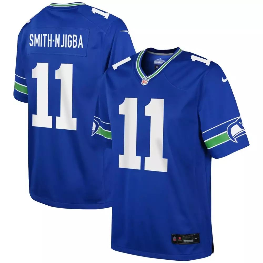 Jaxon Smith-njigba 11 Jersey Blue Seattle Seahawks Men Green White Game