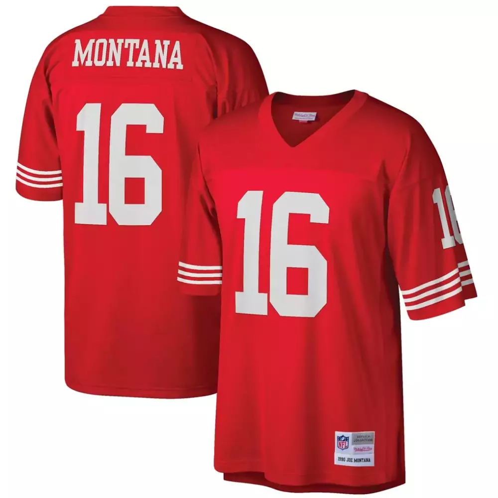 Joe Montana 16 Jersey Red San Francisco 49ers Men Replica White Retired