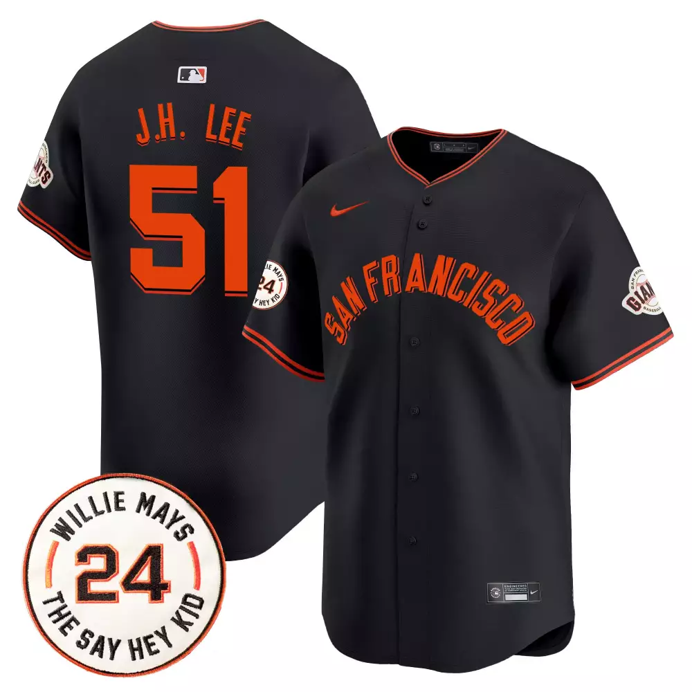 J.h. Lee 51 San Francisco Giants Jersey Black Men Orange Vapor Premier Limited v5