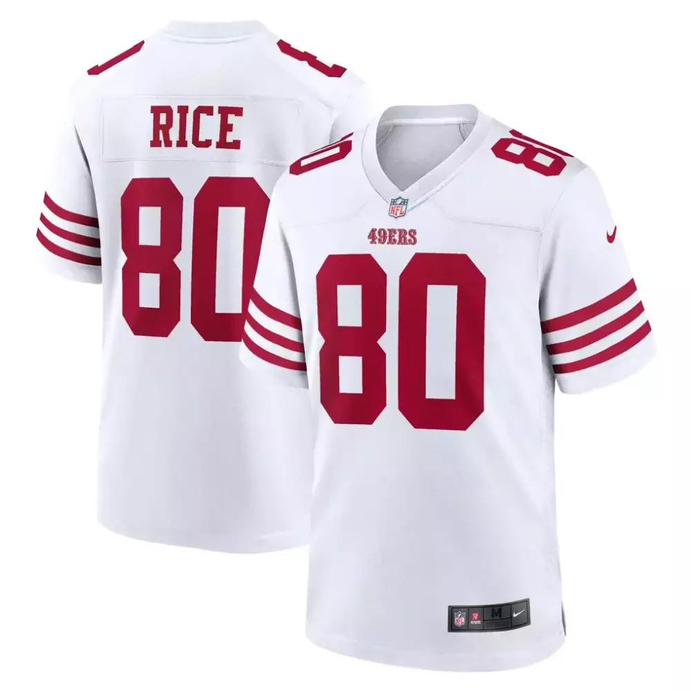 Jerry Rice 80 49ERS Jersey White Men Replica Red Retired Game