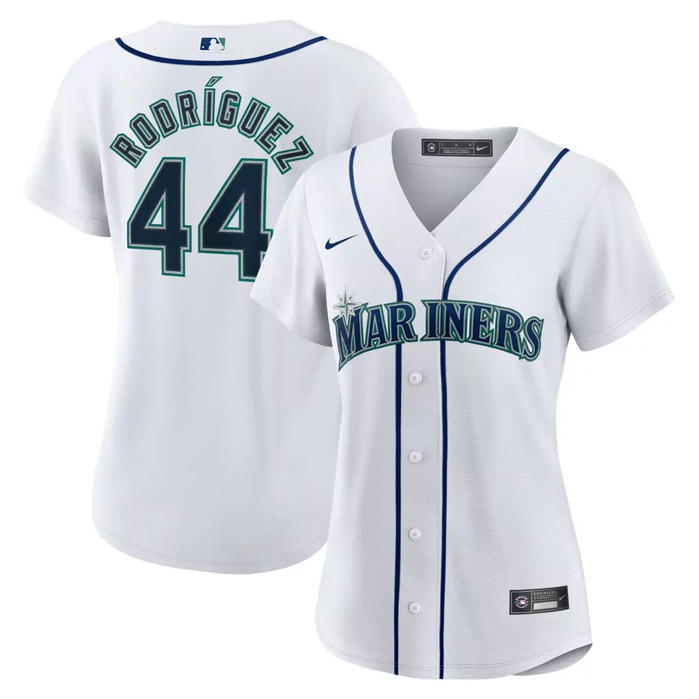 Julio Rodriguez 44 Mariners Jersey White Women Navy Blue Teal Home Replica