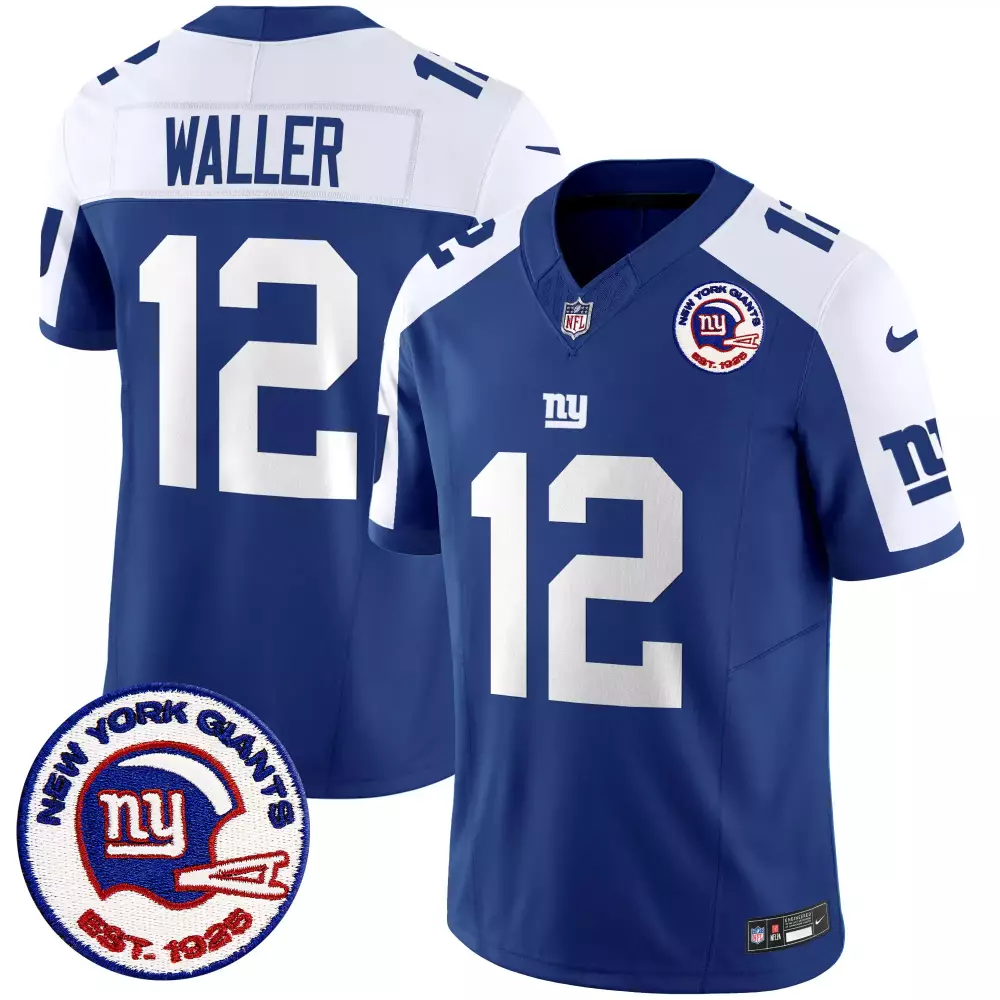 Darren Waller 12 New York Giants Jersey Blue 1925 Men Replica White Alternate Vapor