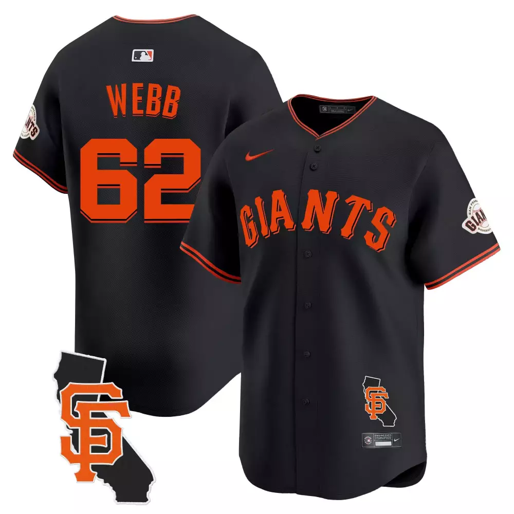 Logan Webb 62 Jersey Black City Connect San Francisco Giants SF California Outline