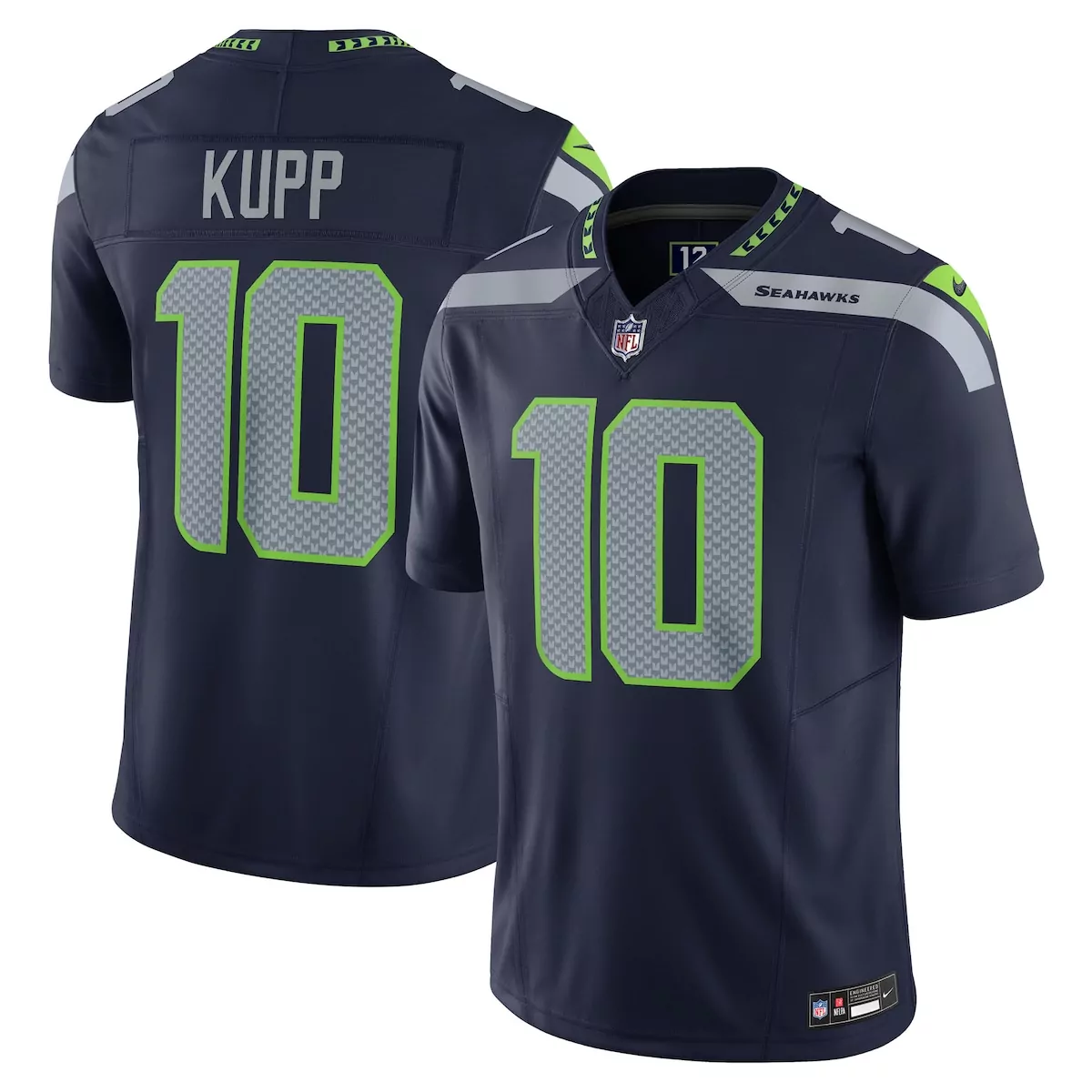 Cooper Kupp 10 Seahawks Jersey Navy Blue Men NFL Neon Green Gray White Vapor Limited