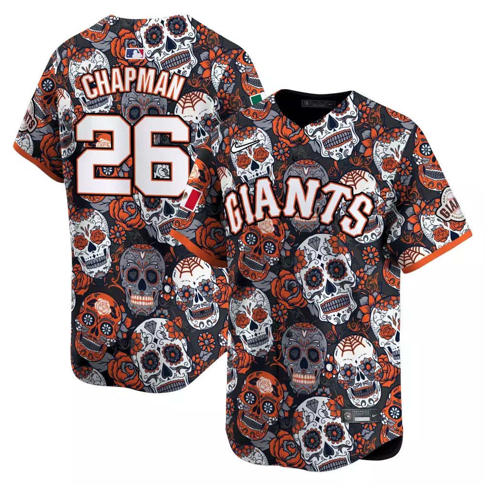 Matt Chapman 26 Giants Jersey Black Day Of The Dead Men Custom Design Orange White